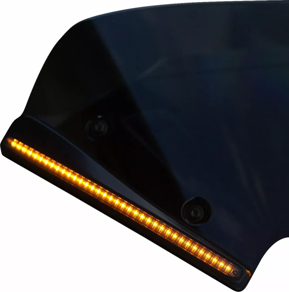 Luz Led Intermitente Moldura De Parabrisas Negra Con Lente SMK Para Harley-Davidson