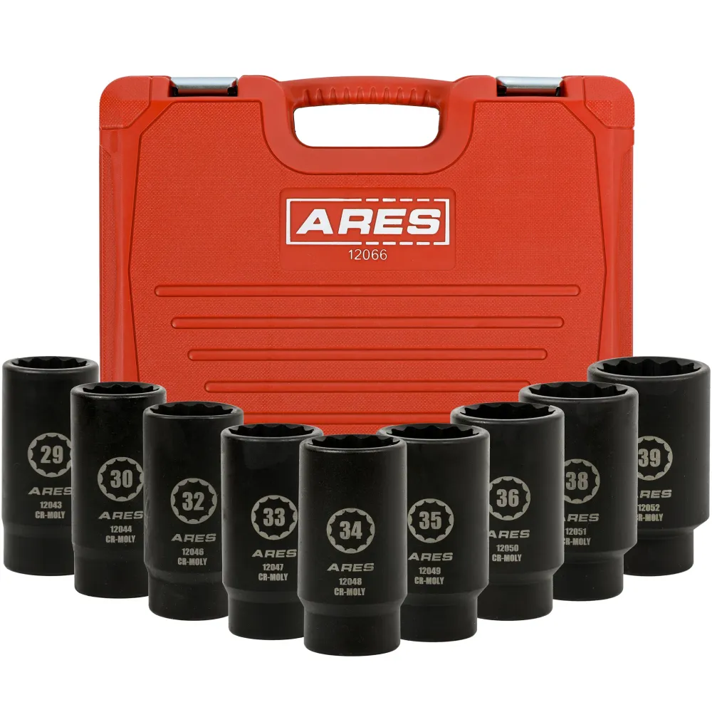 ARES 12066 - 9-Piece Axle Nut Socket Set (12 Point)