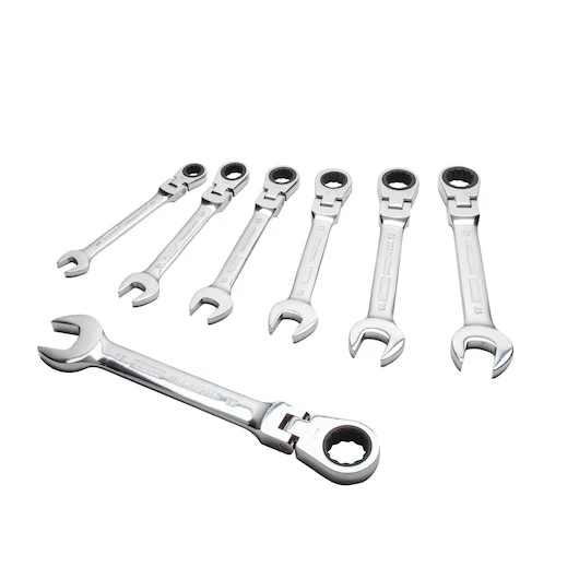 DEWALT 7 Piece Ratcheting Flex Head Combination Metric Wrench Set - 12V