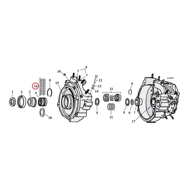 Pinion Shaft (Right Side) Crankcase/Wheel Rollers, +.0008" Harley Davidson - 12V
