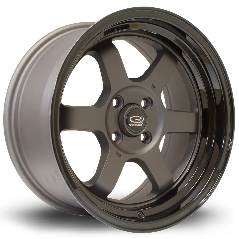 Rota Grid V 16x8" 4x100 ET20, Gunmetal, Gloss Ravenzwart Lip