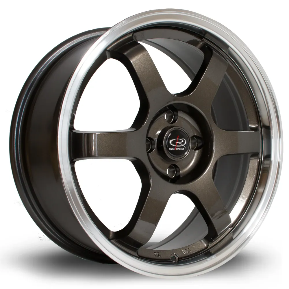 Rota Grid 17x7.5" 4x100 ET45, Gunmetal, Gepolijst Lip