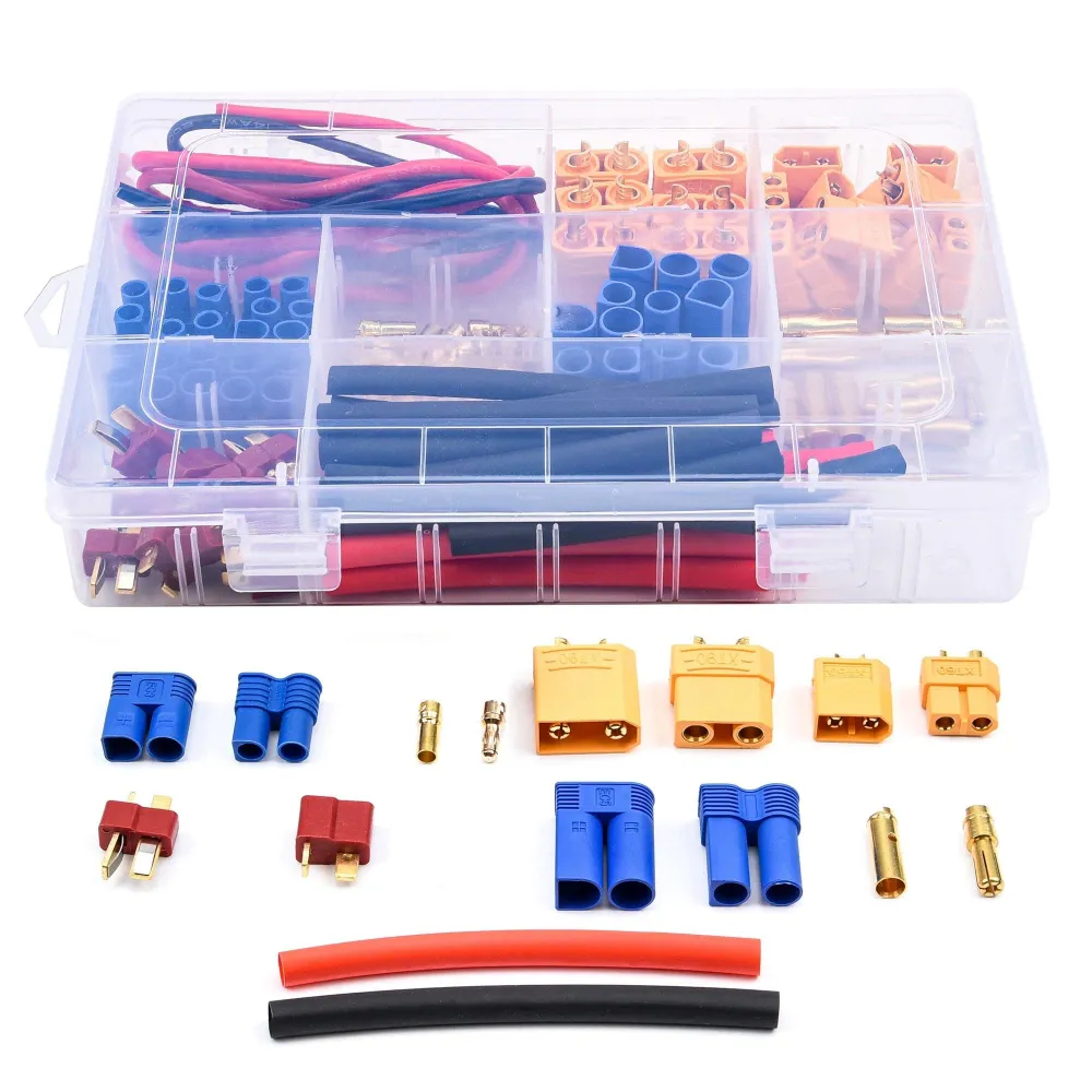 76pcs T-Plug / XT60 / XT90 / EC3 /EC5 Male &Female Plug Adapter Connectors Silicium Wire and Shrink Tubing Kit RC Car /Fra...