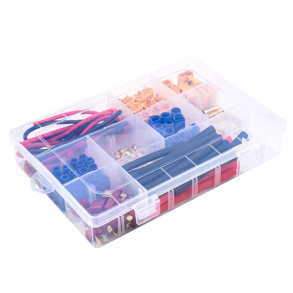 76pcs T-Plug / XT60 / XT90 / EC3 /EC5 Male &Female Plug Adapter Connectors Silicium Wire and Shrink Tubing Kit RC Car /Fra...