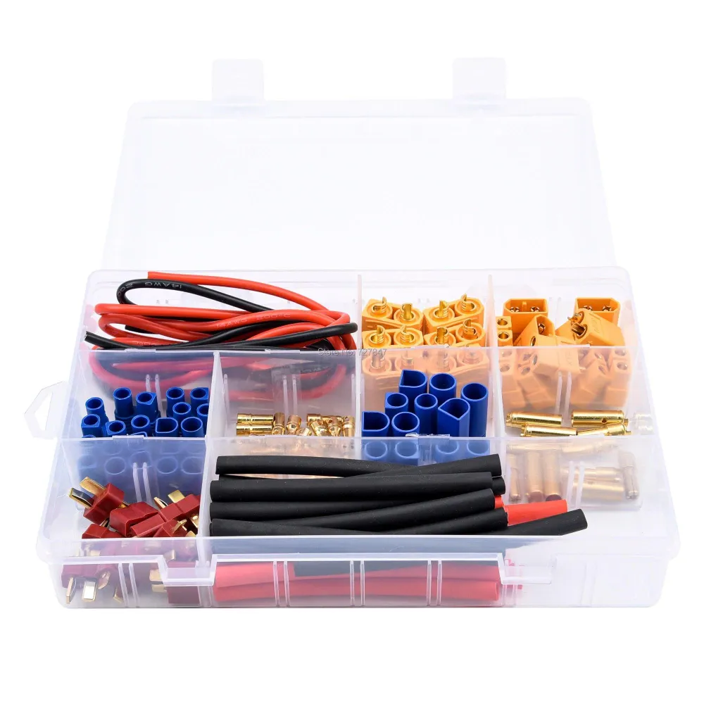 76pcs T-Plug / XT60 / XT90 / EC3 /EC5 Male &Female Plug Adapter Connectors Silicium Wire and Shrink Tubing Kit RC Car /Fra...