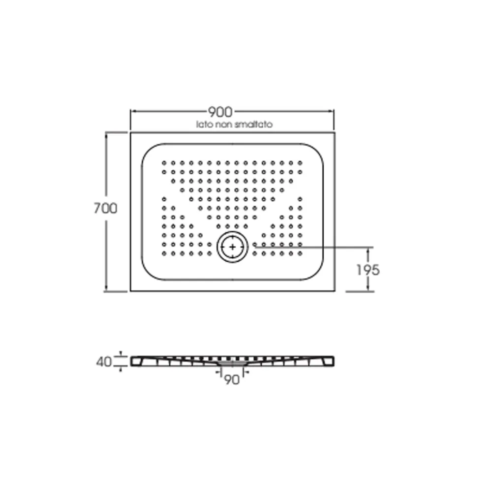 Rectangular ceramic shower tray model Punto 70x90 cm - Lak white