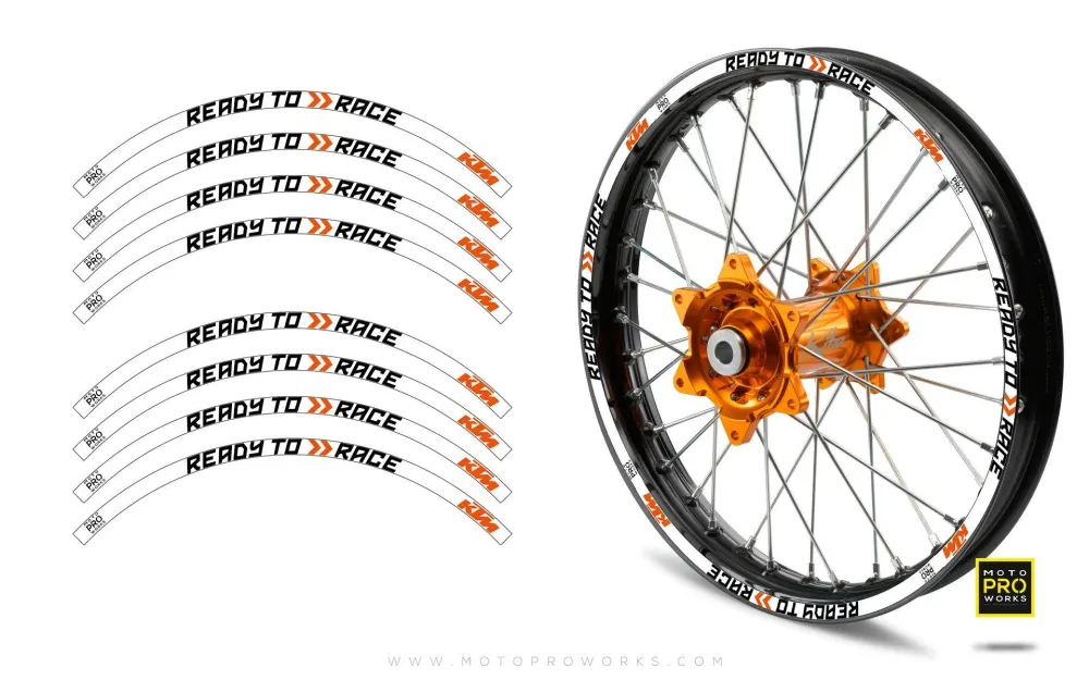 Rim Stripes - KTM "Ready To Race" (White) - 17/17" - GLAD