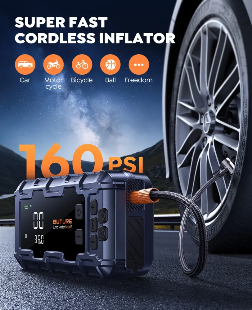 Anti-bevriezing vloeistof 【Top Rated】Buture Beta07 Car Jump Starter 6000A 160PSI Air Compressor