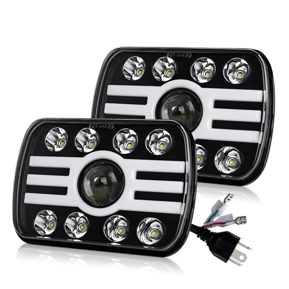CO LIGHT 5x7 Inch Square Headlights White/Amber DRL (Set/2pcs)