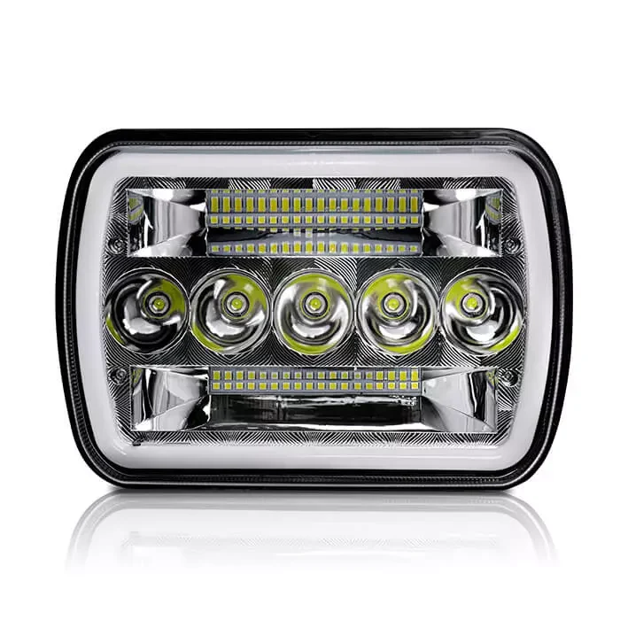 New 7x6 inch White/Amber Angle Eyes Sealed Headlights (Set/2pcs)
