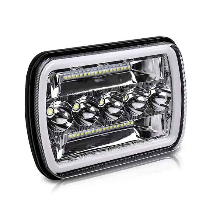 New 7x6 inch White/Amber Angle Eyes Sealed Headlights (Set/2pcs)