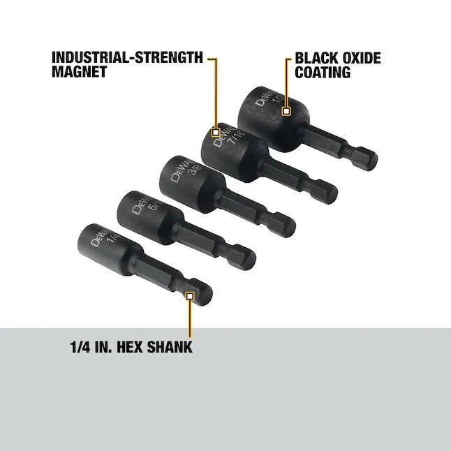 Professionele Klasse DeWalt Nutsetter Impact Driver Bit (5-Piece)