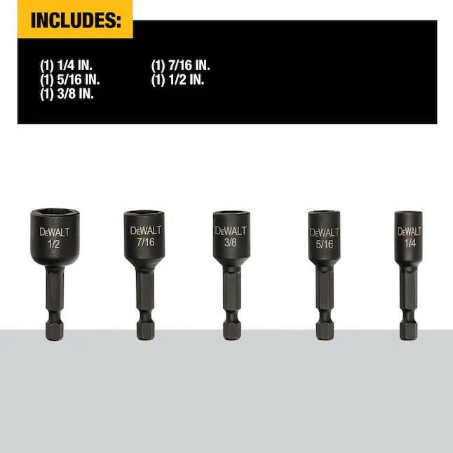 Professionele Klasse DeWalt Nutsetter Impact Driver Bit (5-Piece)