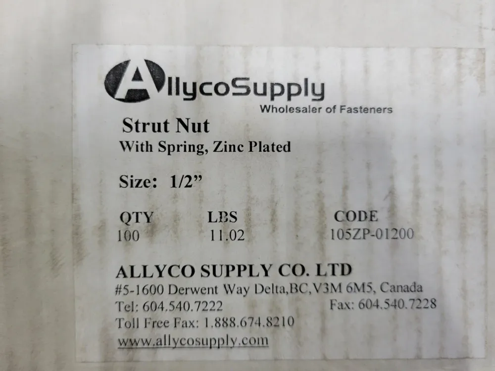 1/2" Strut Nut w/ Spring (Box 76) transparante fles