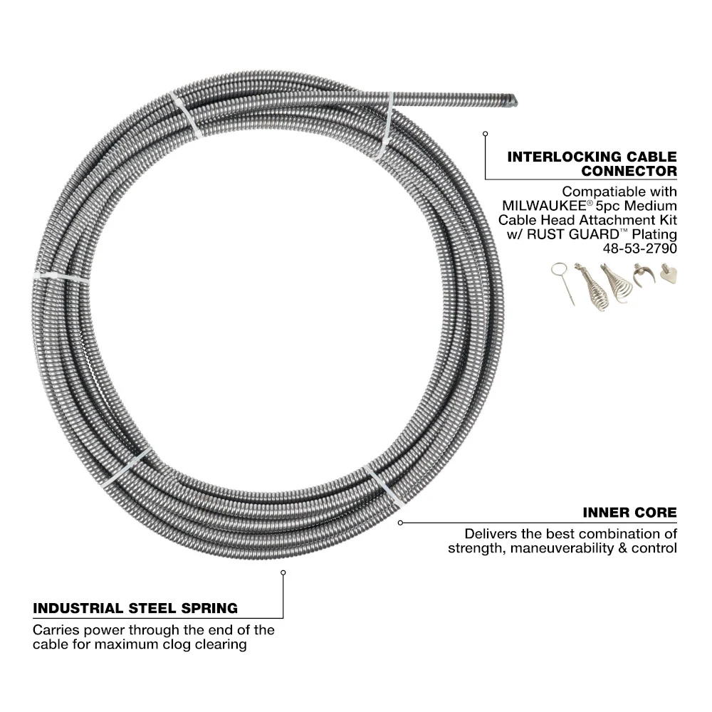 MILWAUKEE 3/8" x 100' Inner Core Drum Cable