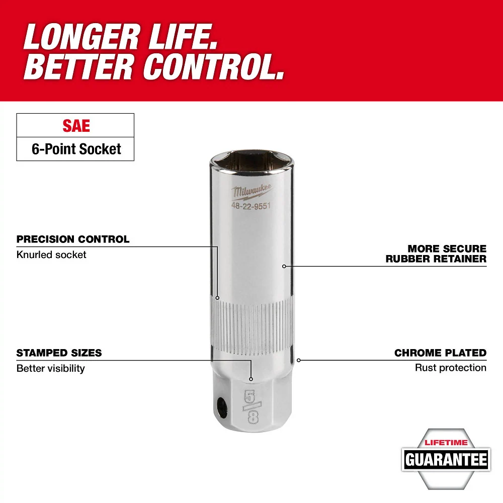 MILWAUKEE 3/8" Drive 13/16" Spark Plug Socket