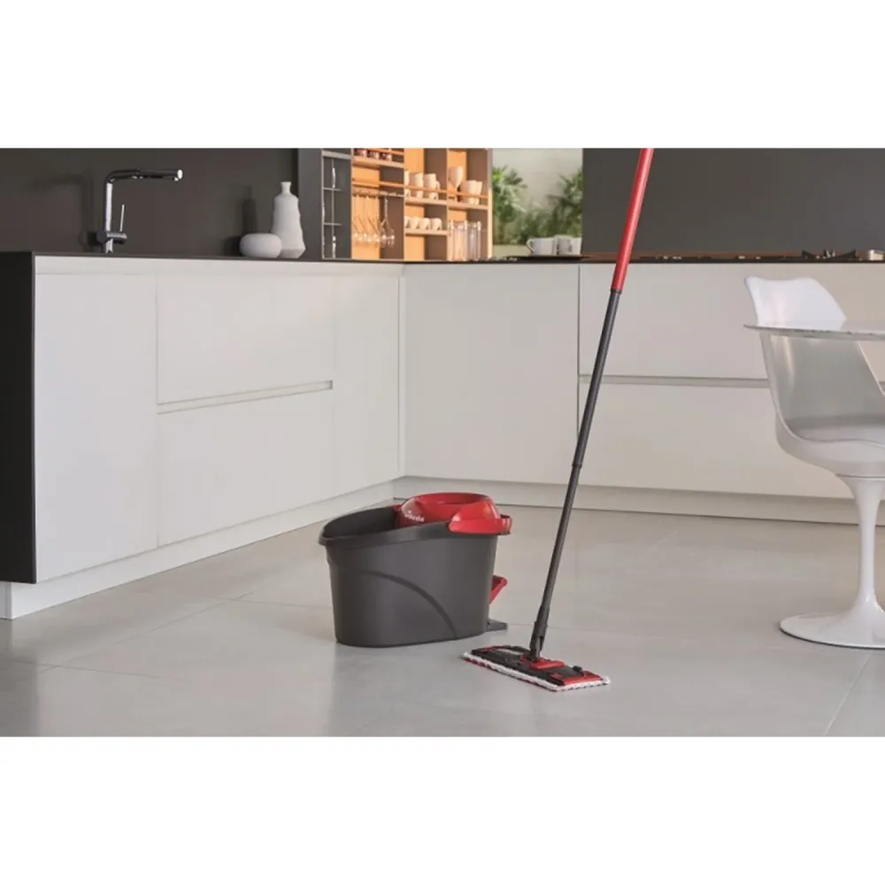 Vileda 163425 Vileda Ultramat Turbo Flat Mop Bucket Set Microvezel Head Cloan Floor 2in1