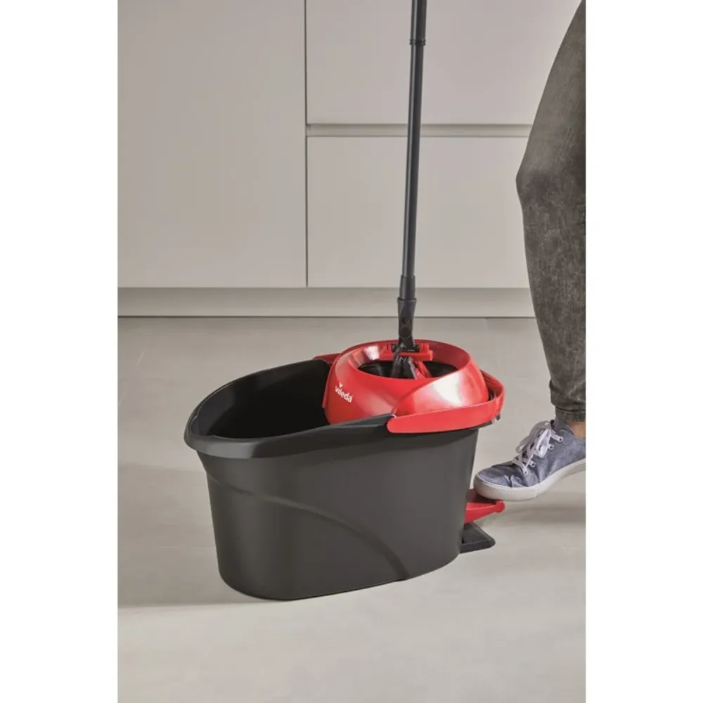 Vileda 163425 Vileda Ultramat Turbo Flat Mop Bucket Set Microvezel Head Cloan Floor 2in1