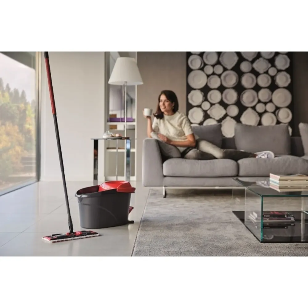 Vileda 163425 Vileda Ultramat Turbo Flat Mop Bucket Set Microvezel Head Cloan Floor 2in1