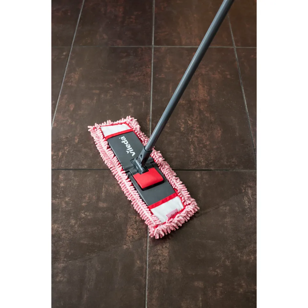 Vileda stijl Chenille vloerwissersysteem: Dweil met handvat 3D microvezel - rood