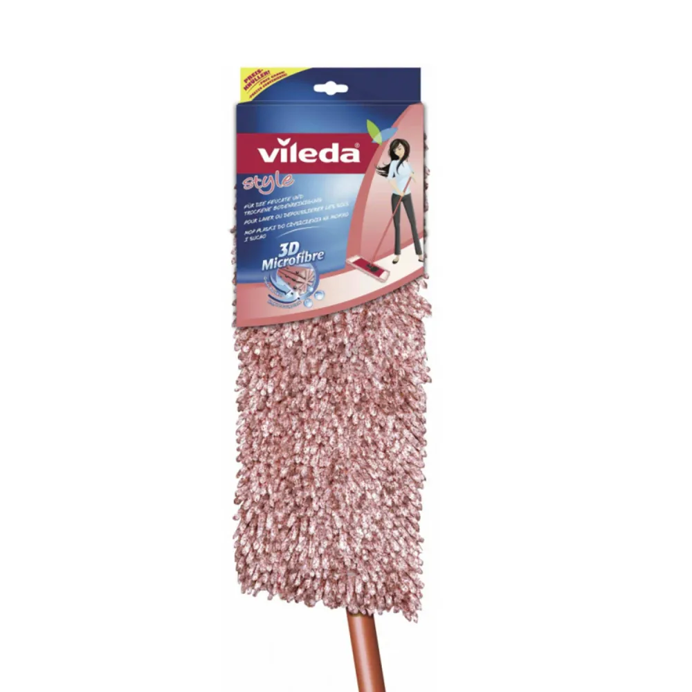 Vileda stijl Chenille vloerwissersysteem: Dweil met handvat 3D microvezel - rood