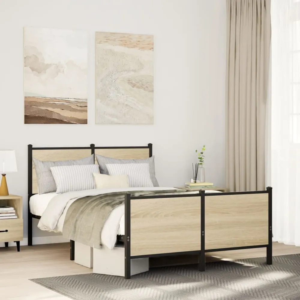Bedframe zonder matras metaal sonoma eikenkleurig 120x200 cm