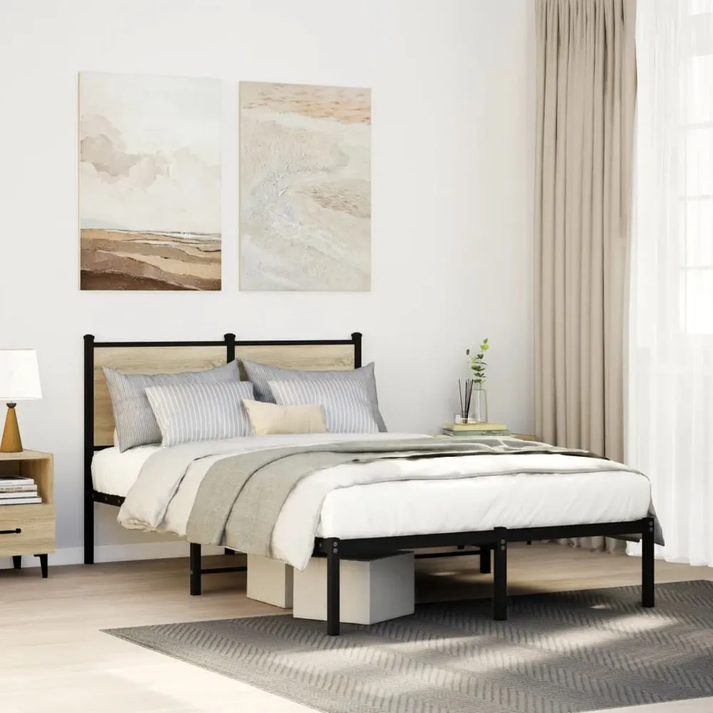 Bedframe zonder matras metaal sonoma eikenkleurig 120x200 cm