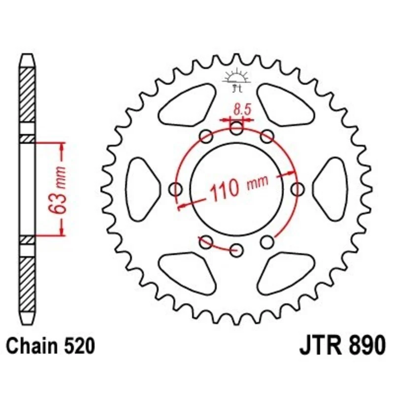 Corona JT 890 de zink negro con 45 dientes