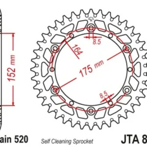 Corona JT Aluminio negro JT 853 con 48 dientes