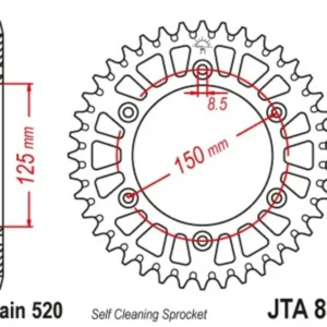Handbediende Corona JT Aluminio negro JT 897 con 50 dientes