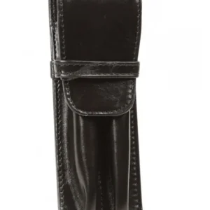Aston Echt leer Black Finger Style Double Pen Case