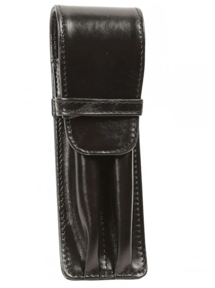 Aston Echt leer Black Finger Style Double Pen Case