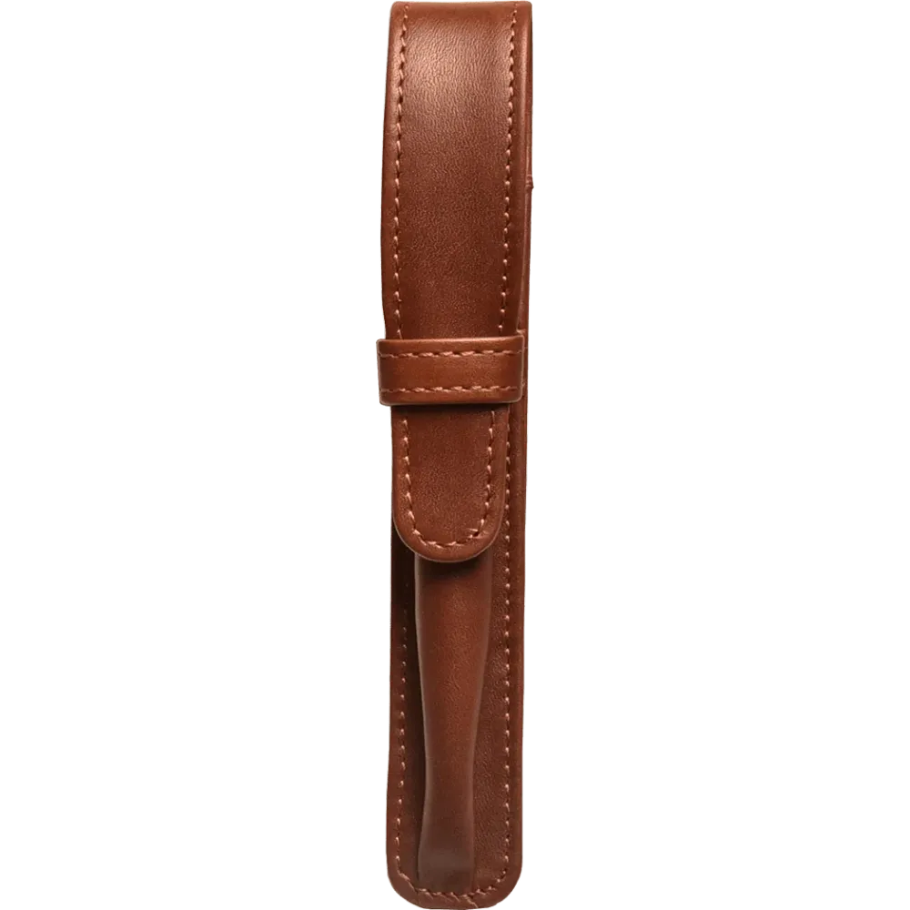 Aston Leather Cognac Finger Style Single Pen Case