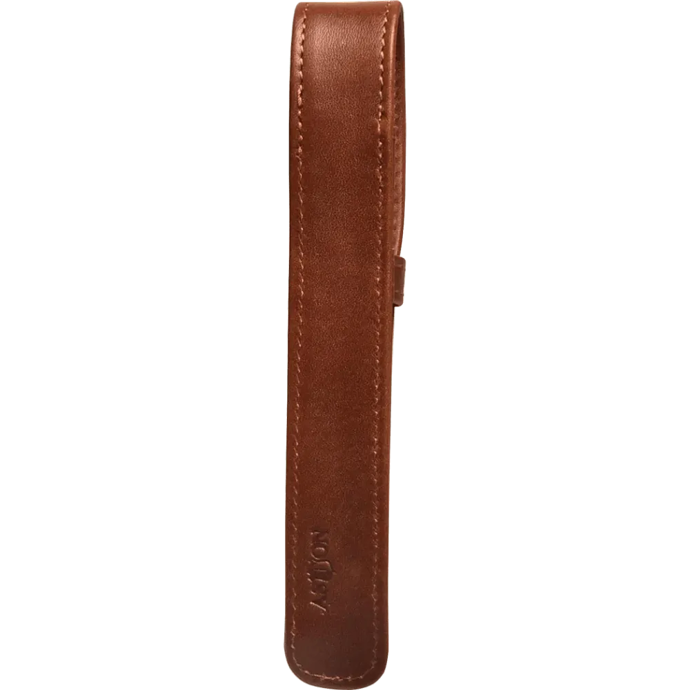 Aston Leather Cognac Finger Style Single Pen Case