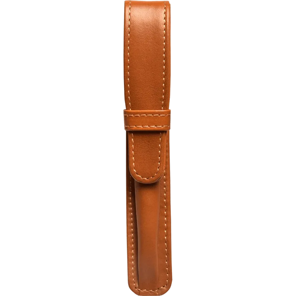 Aston Natuurleer Tan Finger Style Single Pen Case