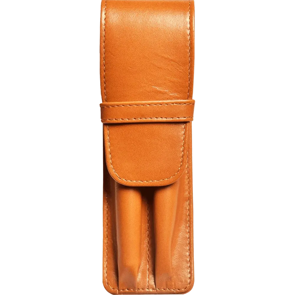 Aston Van leer Tan Finger Style Double Pen Case