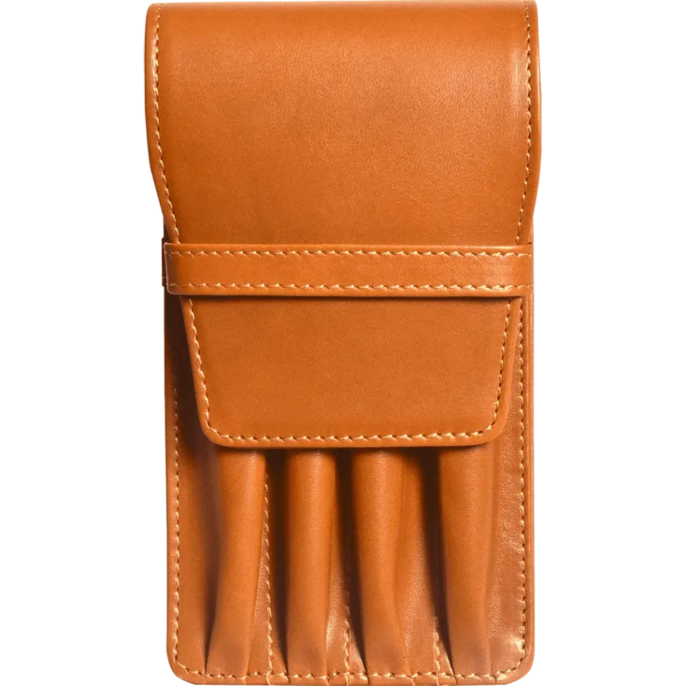 Aston Van leer Tan Finger Style Quad Pen Case