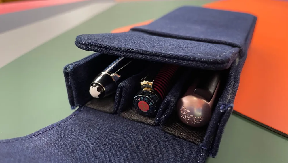 Girologio Van katoen Denim Pen Case - 3 Magnet