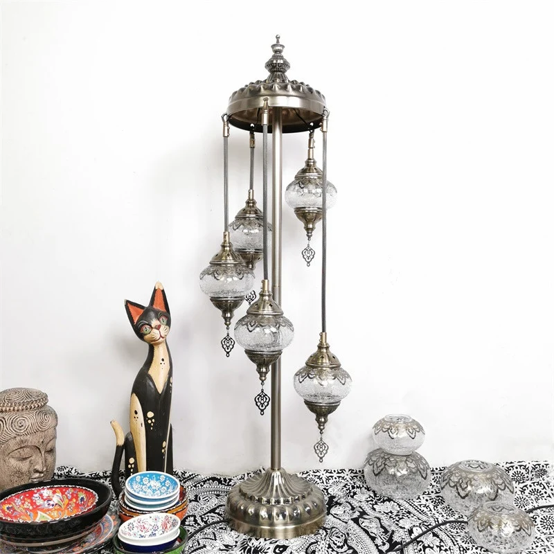 Globe Slaapkamer Staande Zacht Vintage Helder Glas 3/5/7 Hoofden Bronzen Vloer Leeslamp