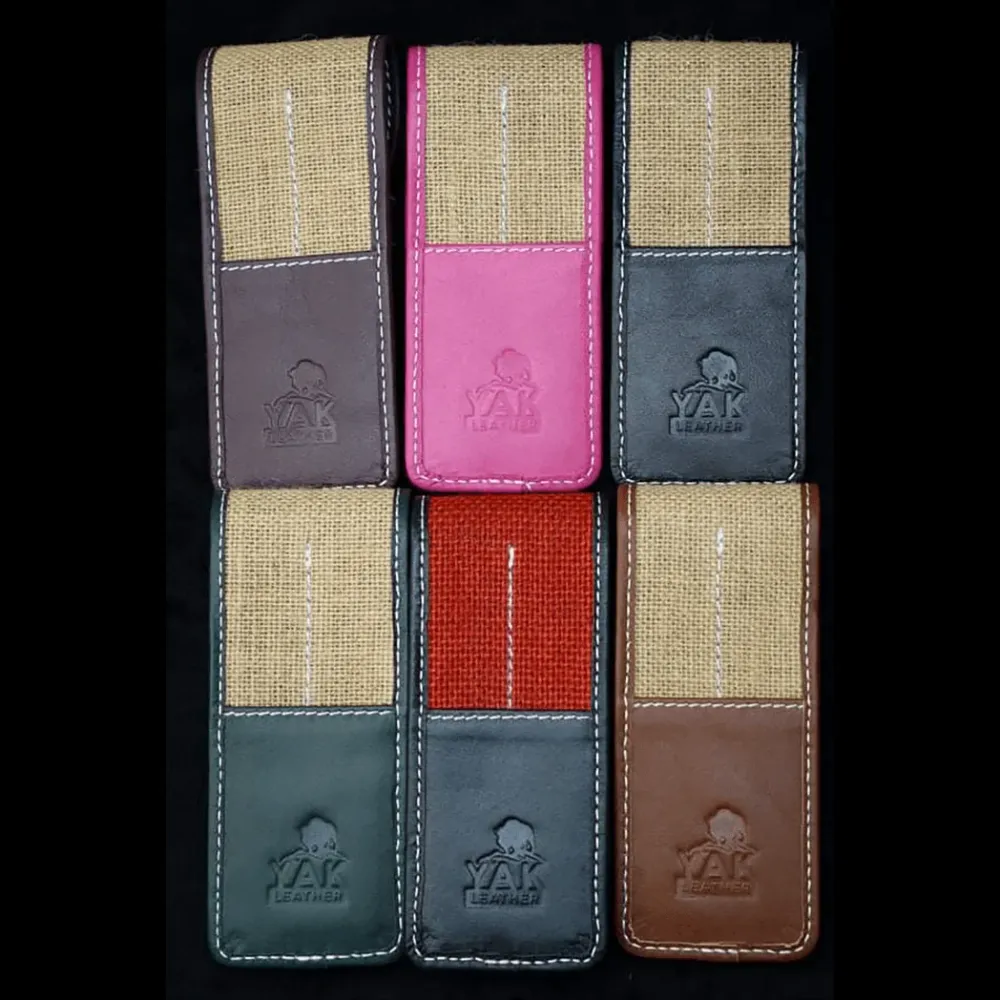 Pen Boutique Yak Leather 2 Pen Jute Cover - Zwart
