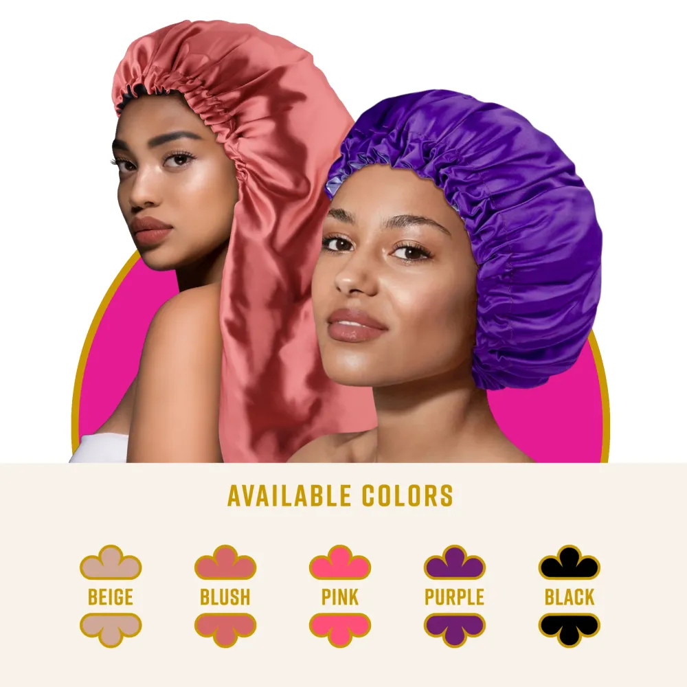 Ms. Remi Flexibel Dual-Sided Silky Satin Bonnet Braid, 1 Count Night Sleep Cap, Assorted Color Purple