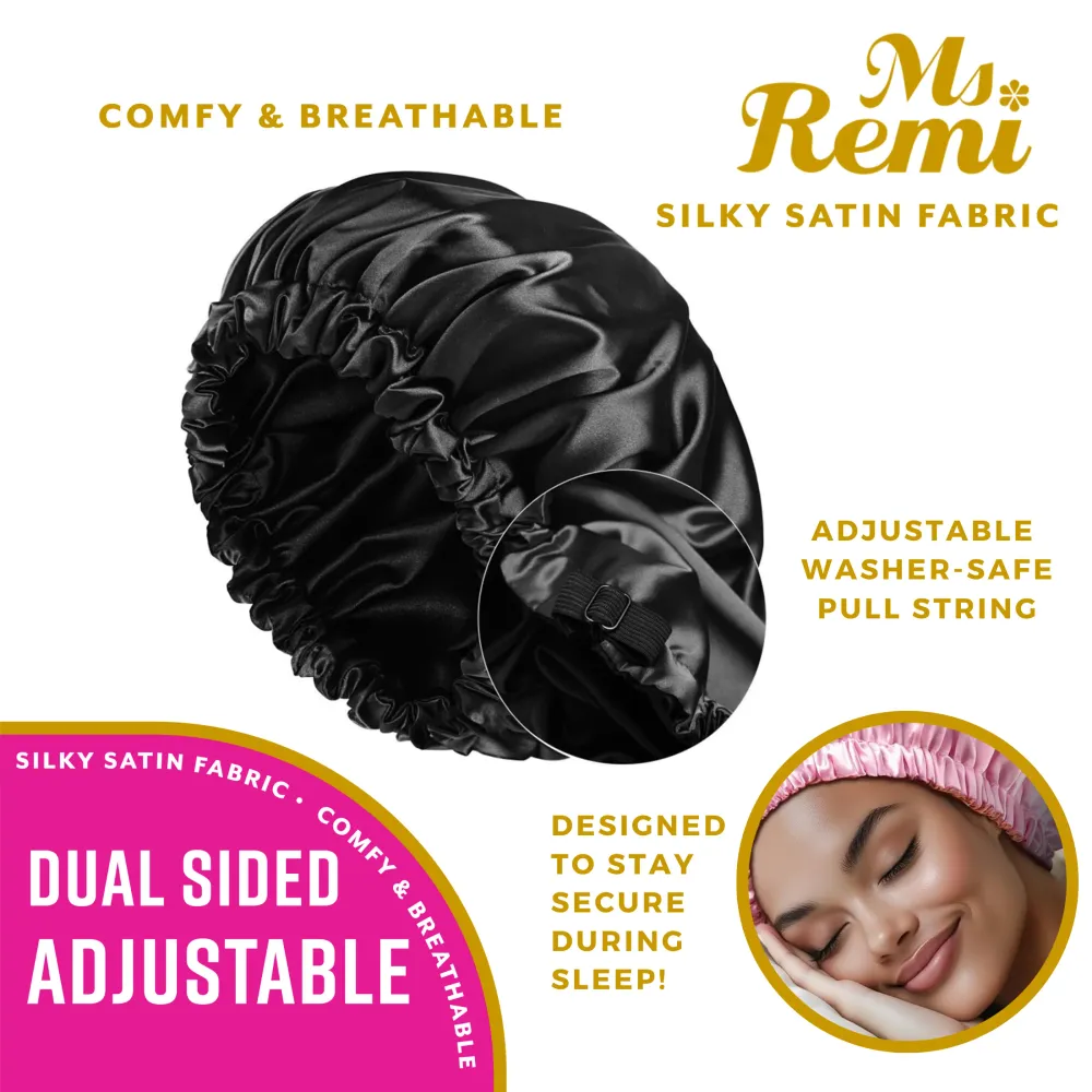 Ms. Remi Flexibel Dual-Sided Silky Satin Bonnet Braid, 1 Count Night Sleep Cap, Assorted Color Purple