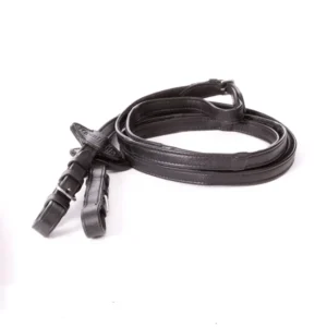 Soft leather reins 5 Stops, 20 mm Black Extra Full