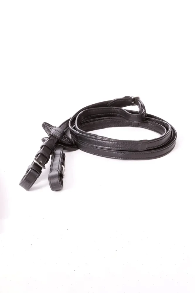 Soft leather reins 5 Stops, 20 mm Black Extra Full