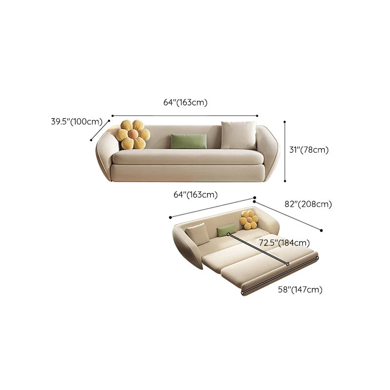 Square Arm Sleeper Scandinavian Styled Sleeper Faux Van leer Sofa Bed 56l