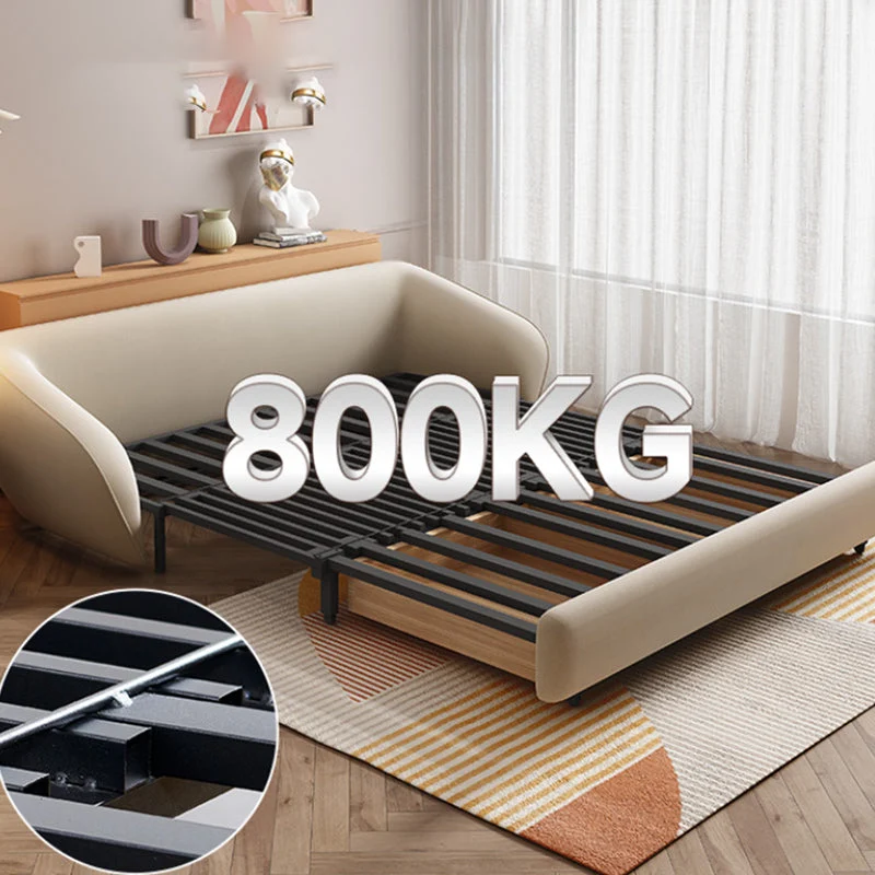 Square Arm Sleeper Scandinavian Styled Sleeper Faux Van leer Sofa Bed 56l