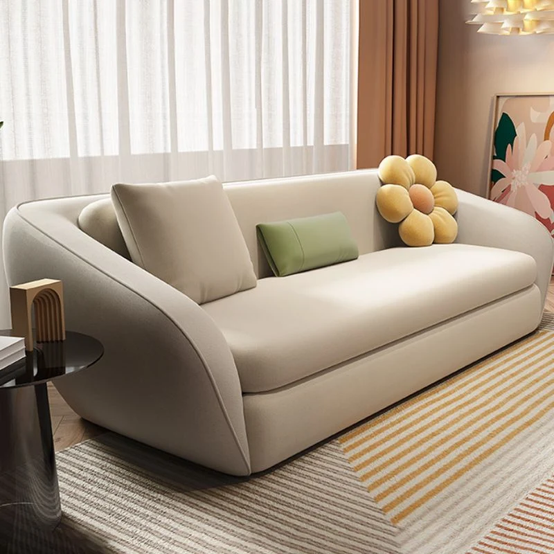Square Arm Sleeper Scandinavian Styled Sleeper Faux Van leer Sofa Bed 56l