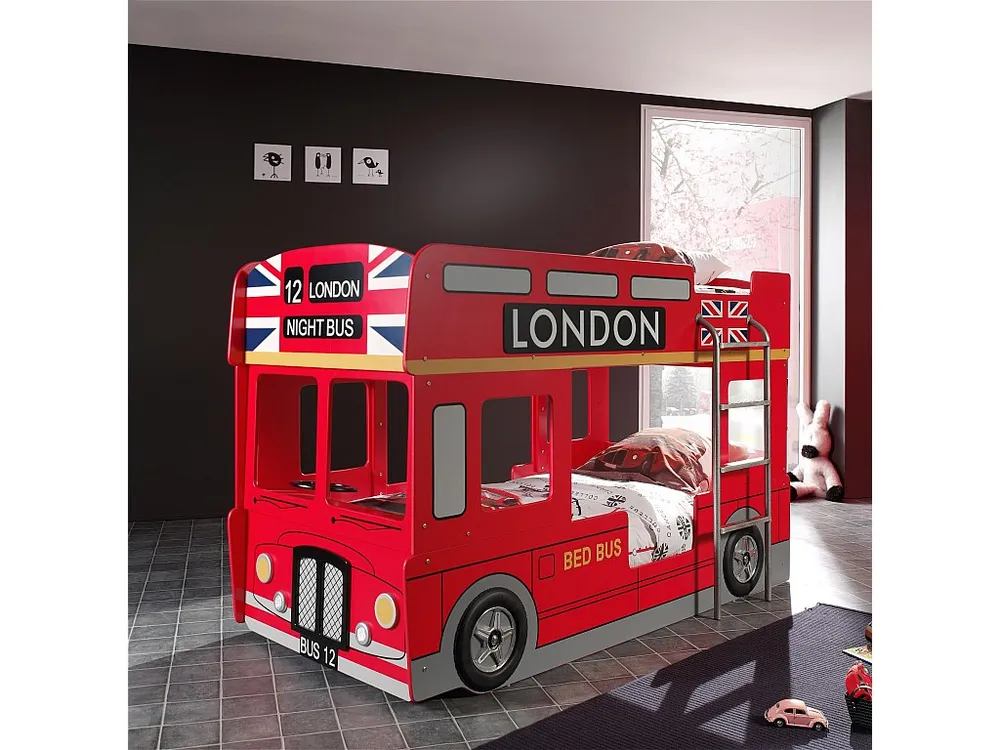 Stapelbed AUTO BB005 90x200 cm Rood