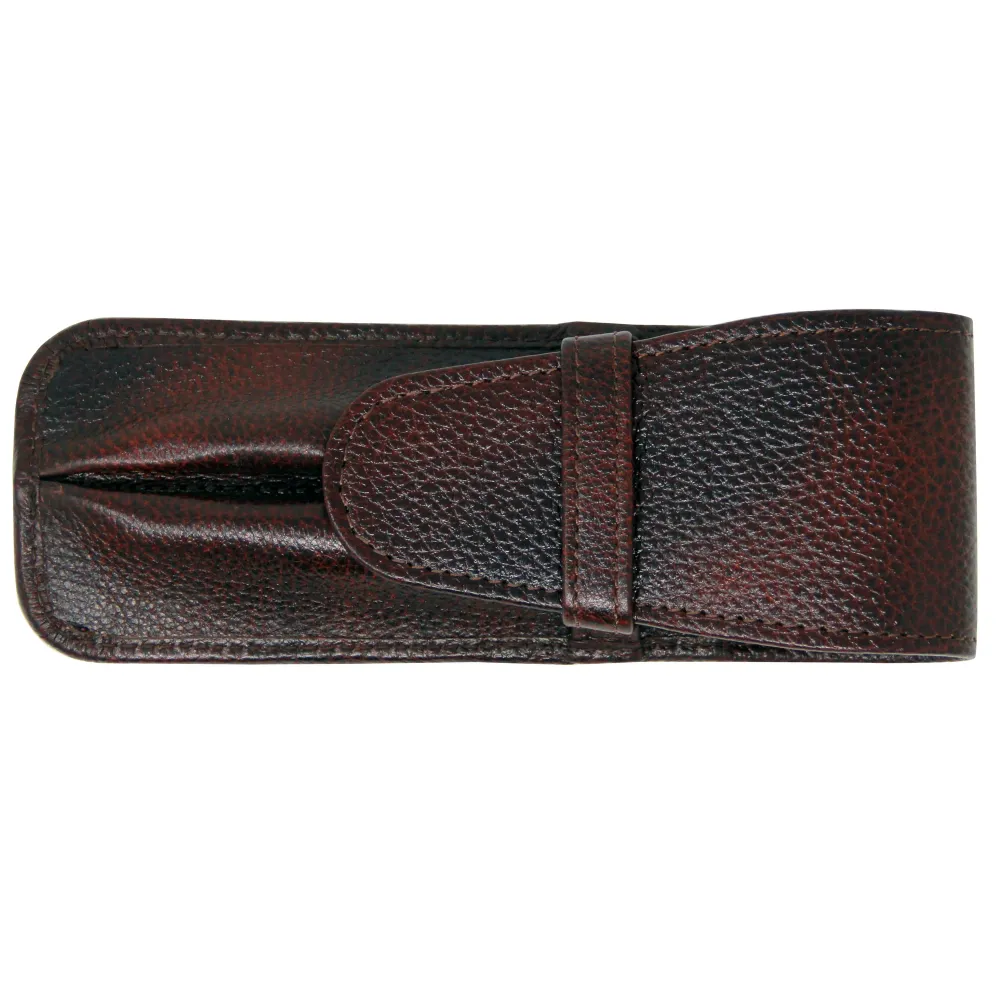 Yak Leather Premium Leer Two Pen Pouch Flap - Brown