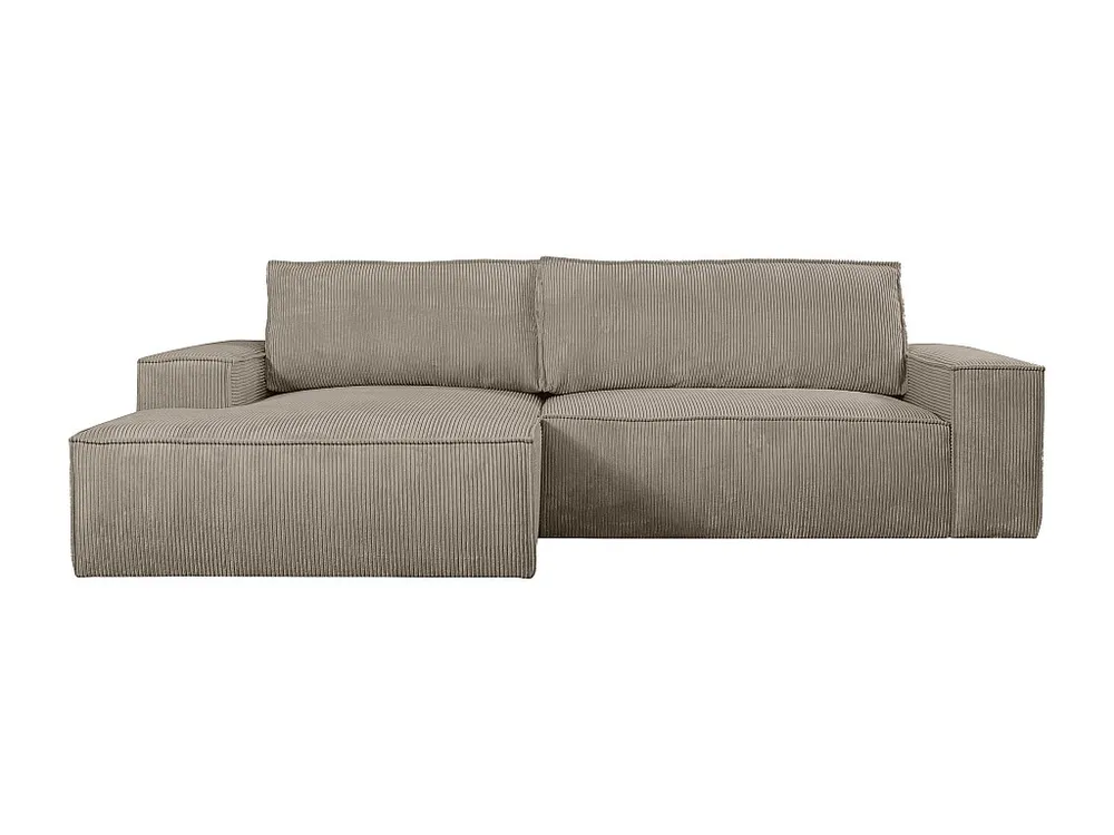 Slaapbank met linkse hoek taupe ribfluweel AMELIA